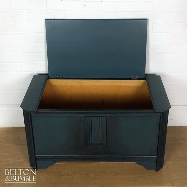Carved Blanket Storage Box in Blue-Belton & Bumble