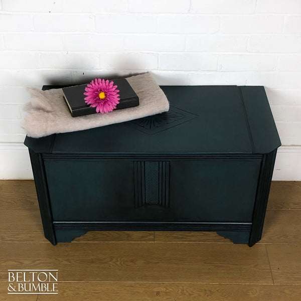 Carved Blanket Storage Box in Blue-Belton & Bumble