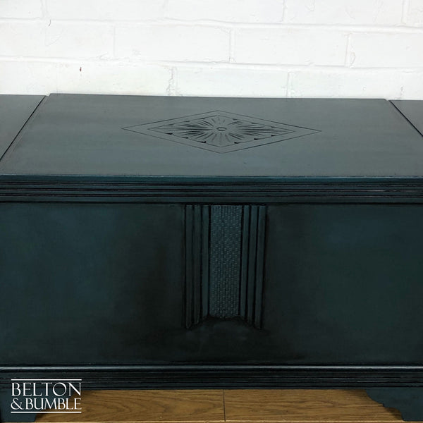 Carved Blanket Storage Box in Blue-Belton & Bumble