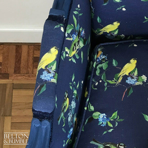 Large Blue Bird Print Armchair-Belton & Bumble