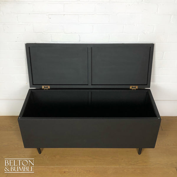 Mid Century Modern Storage Box in Black and Wood-Belton & Bumble