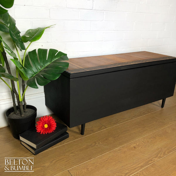 Mid Century Modern Storage Box in Black and Wood-Belton & Bumble