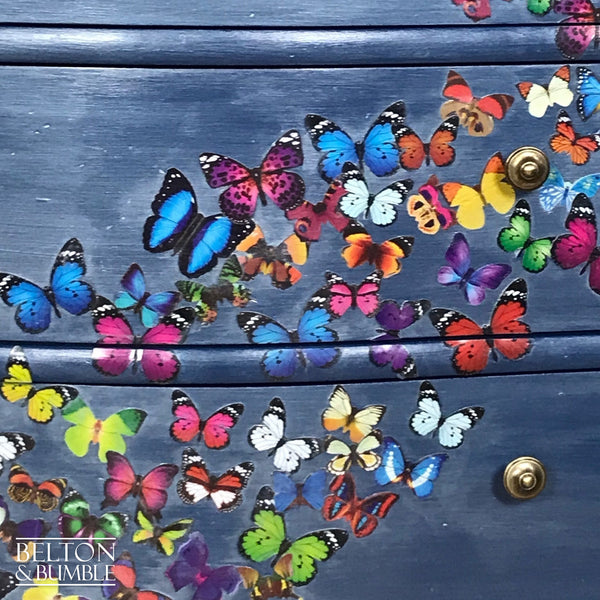 Petite Pearl Blue Butterfly Bow Fronted Chest of Drawers-Belton & Bumble