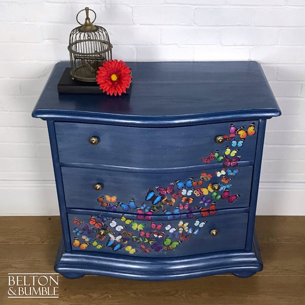 Petite Pearl Blue Butterfly Bow Fronted Chest of Drawers-Belton & Bumble