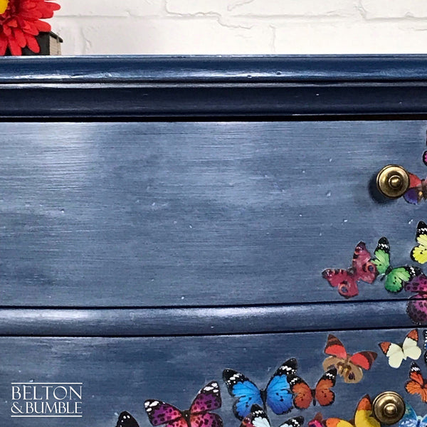 Petite Pearl Blue Butterfly Bow Fronted Chest of Drawers-Belton & Bumble