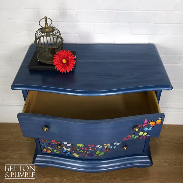 Petite Pearl Blue Butterfly Bow Fronted Chest of Drawers-Belton & Bumble