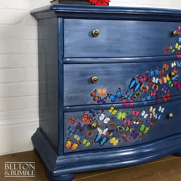 Petite Pearl Blue Butterfly Bow Fronted Chest of Drawers-Belton & Bumble