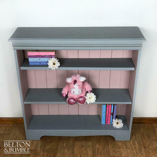 Pine Bookcase in Grey and Pink-Belton & Bumble