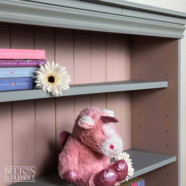 Pine Bookcase in Grey and Pink-Belton & Bumble