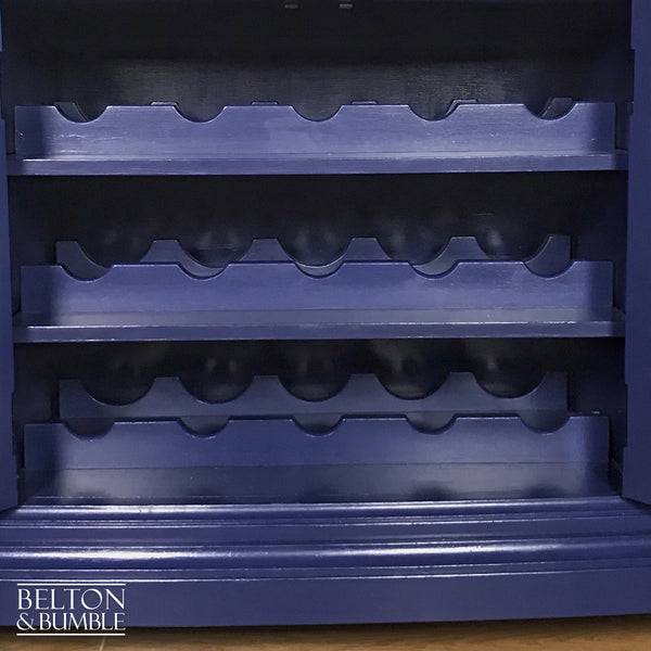Navy Blue Sideboard and Bottle Storage with Floral Design-Belton & Bumble
