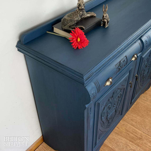 Carved Sideboard in Dark Blue-Belton & Bumble