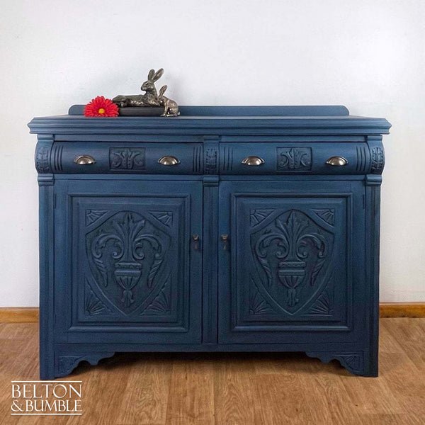 Carved Sideboard in Dark Blue-Belton & Bumble