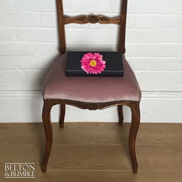 Pale Pink Velvet Carved Chair-Belton & Bumble