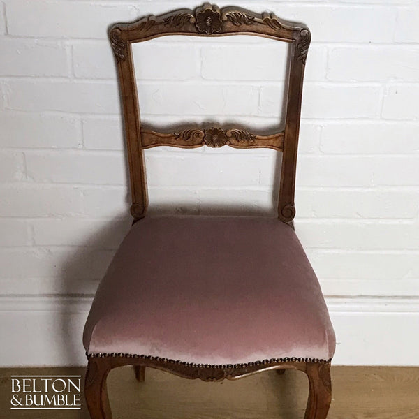 Pale Pink Velvet Carved Chair-Belton & Bumble