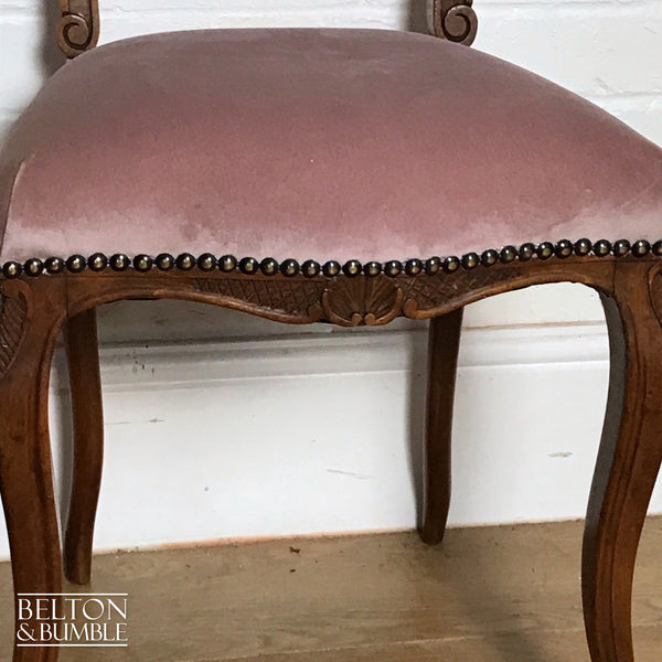 Pale Pink Velvet Carved Chair-Belton & Bumble