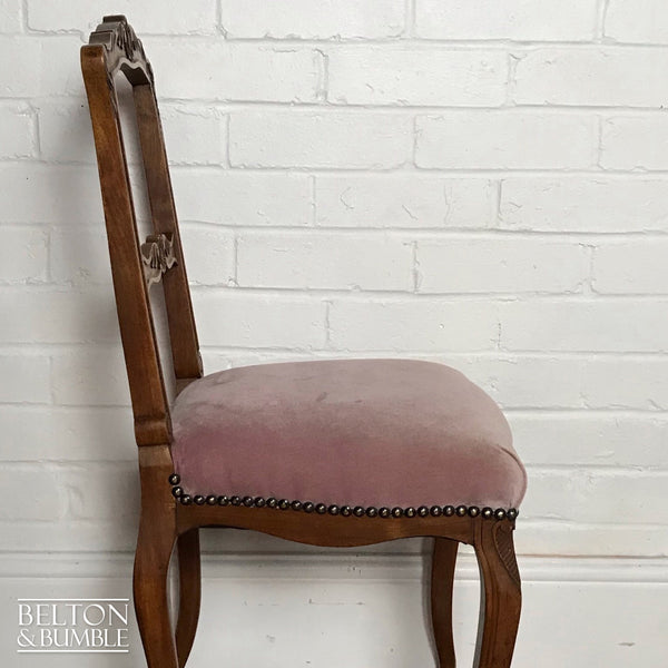 Pale Pink Velvet Carved Chair-Belton & Bumble