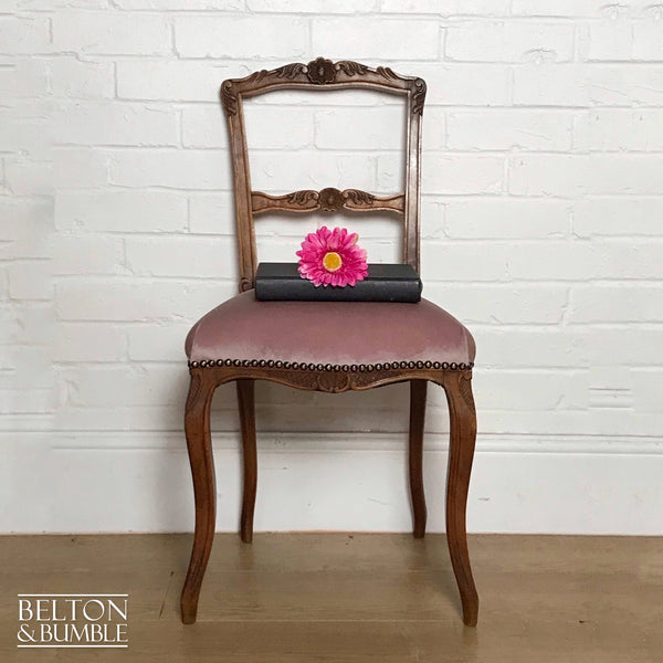 Pale Pink Velvet Carved Chair-Belton & Bumble
