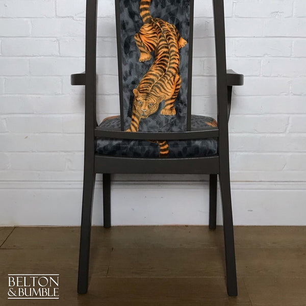 Carver Grey Chair Reupholstered in Grey Tigris Velvet-Belton & Bumble