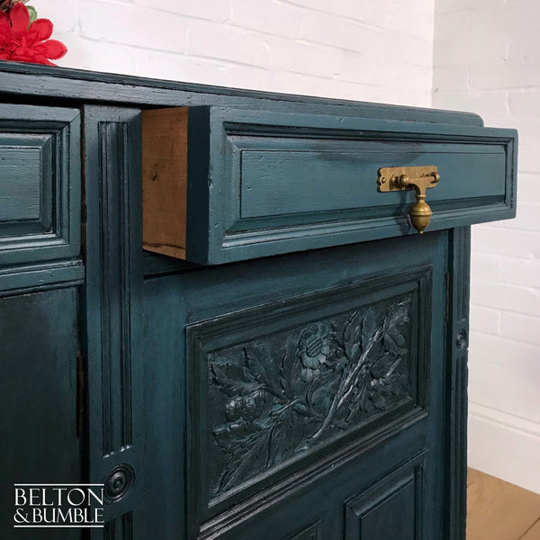 Solid Wood Carved Blue Drinks Cabinet Sideboard-Belton & Bumble