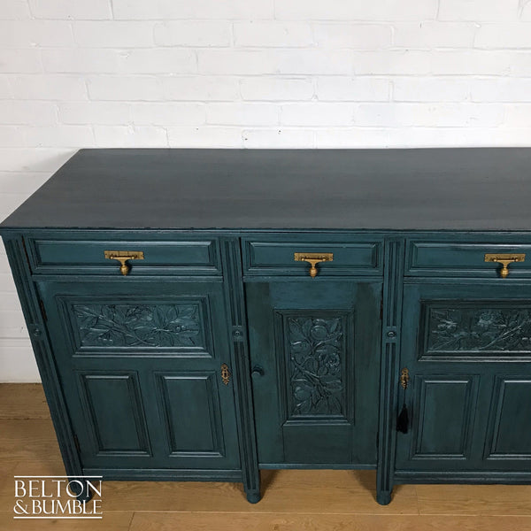 Solid Wood Carved Blue Drinks Cabinet Sideboard-Belton & Bumble