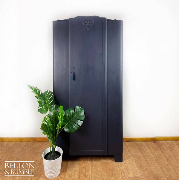 Vintage Wardrobe Tallboy in Navy Blue by Lebus-Wardrobe-Belton & Bumble