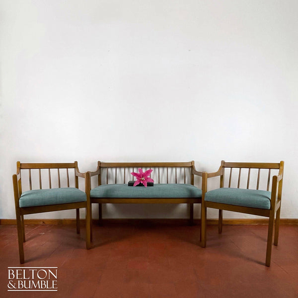 Wooden Loveseat Bench and Chair Set in Duck Egg Blue-Belton & Bumble