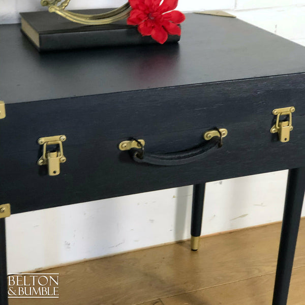 Vintage Wooden Suitcase Side Table in Navy & Gold-Belton & Bumble