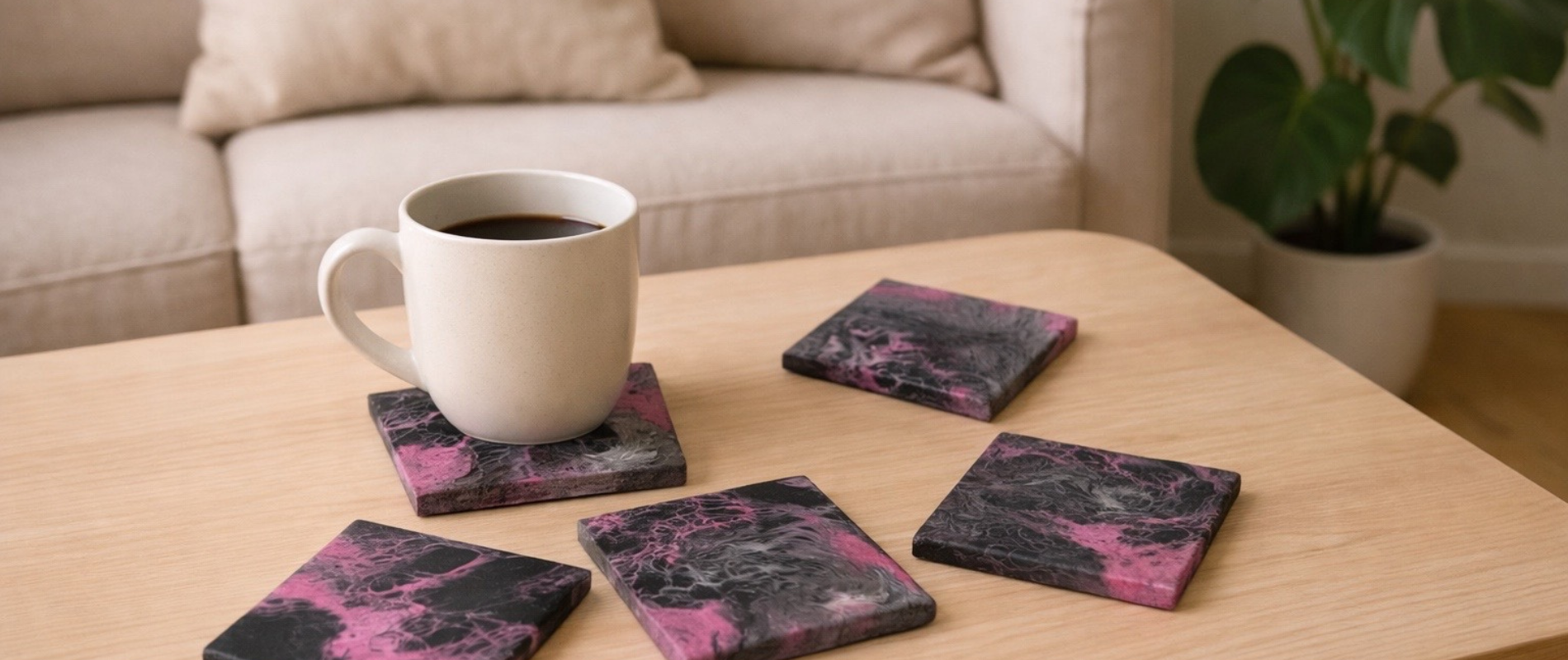 Acrylic Pour Coasters-Belton &amp; Bumble