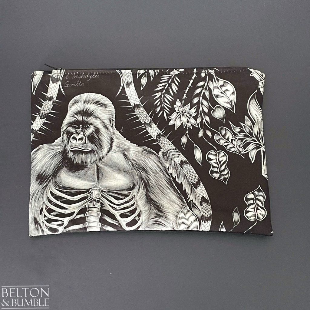 Handmade Make Up / Travel Toiletries Bag in “Silverback” Fabric by Emma Shipley-Belton & Bumble