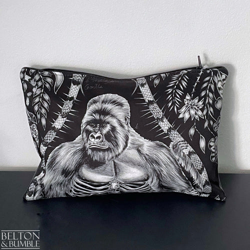 Handmade Make Up / Travel Toiletries Bag in “Silverback” Fabric by Emma Shipley-Belton & Bumble