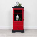 Glass Door Cabinet in Blue and Red
