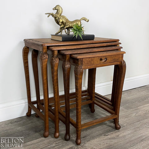 Set of Four Ornate Nesting Tables with Drawer Detail-Belton & Butler