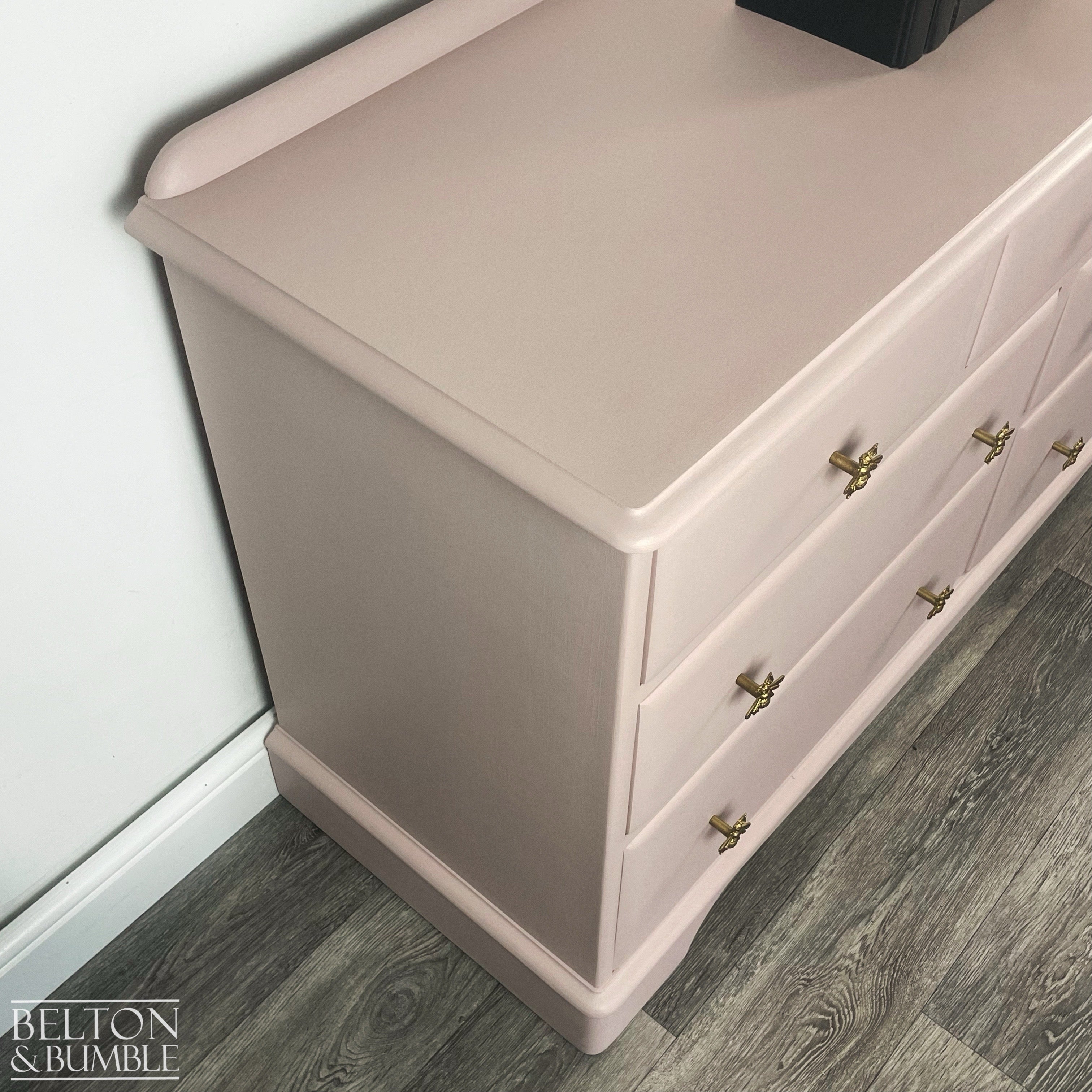 Large Seven Drawer Vintage Pine Merchants Chest of Drawers in Pale Pink-Belton & Bumble