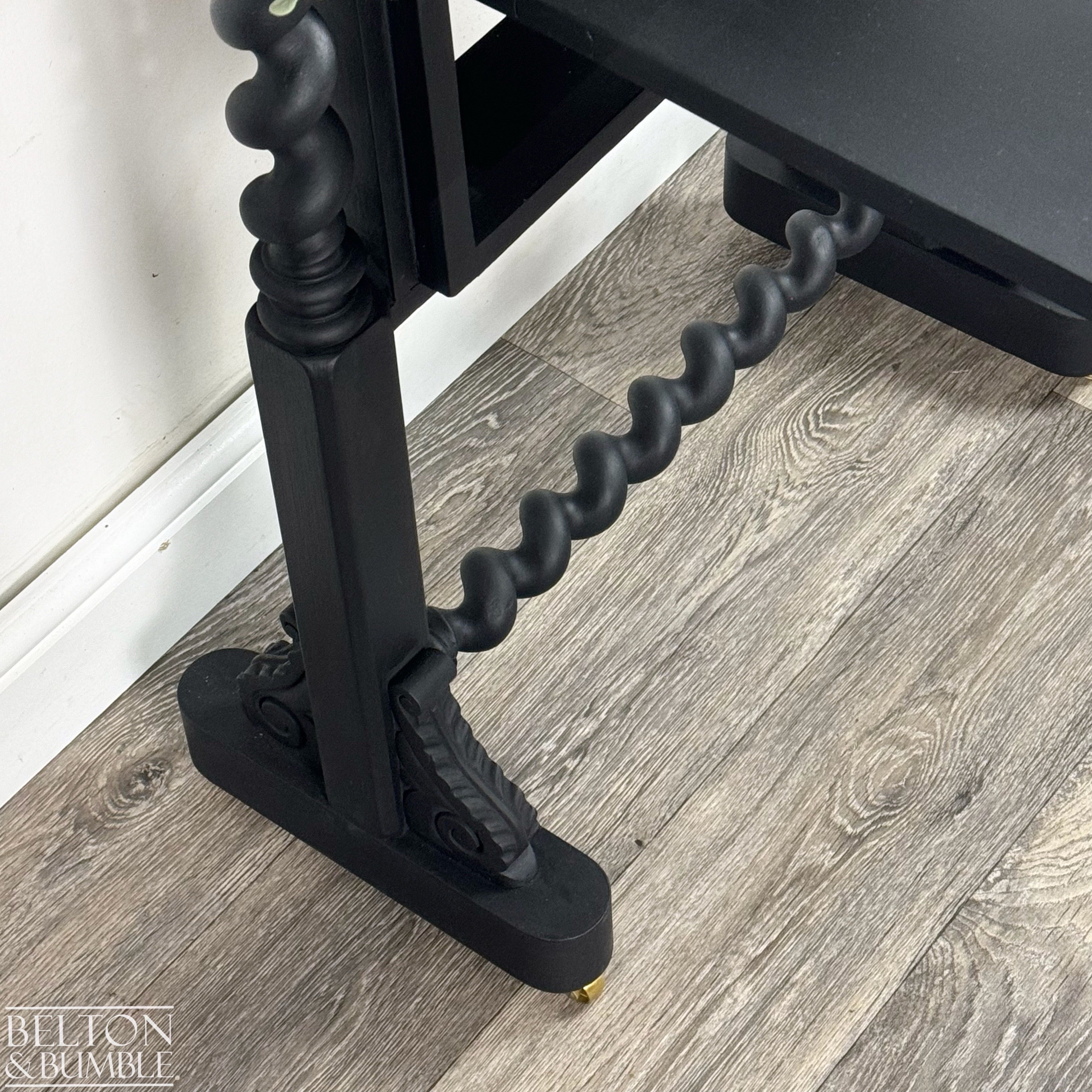 Hallway Desk Bureau in Black with Walnut Fall Front-Belton & Bumble