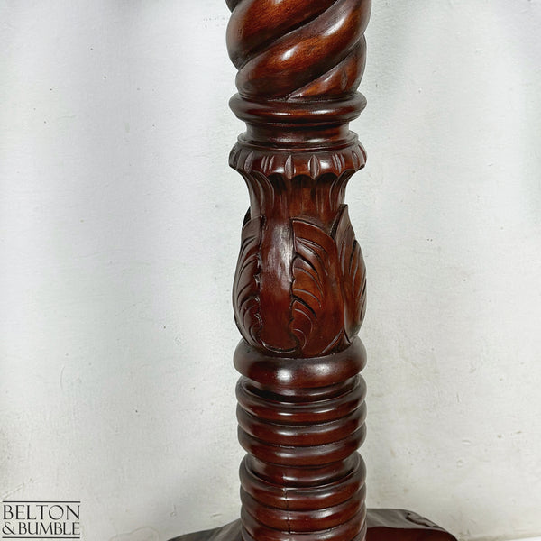 Vintage Solid Wood Carved Torchere Plant Stand / Pedestal