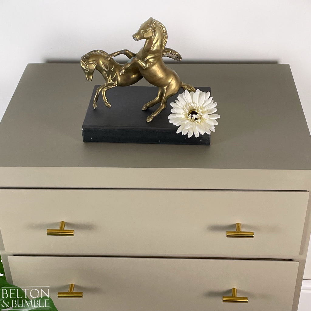 Four Drawer Chest of Drawers in Green Grey, Mid-Century-Belton & Bumble