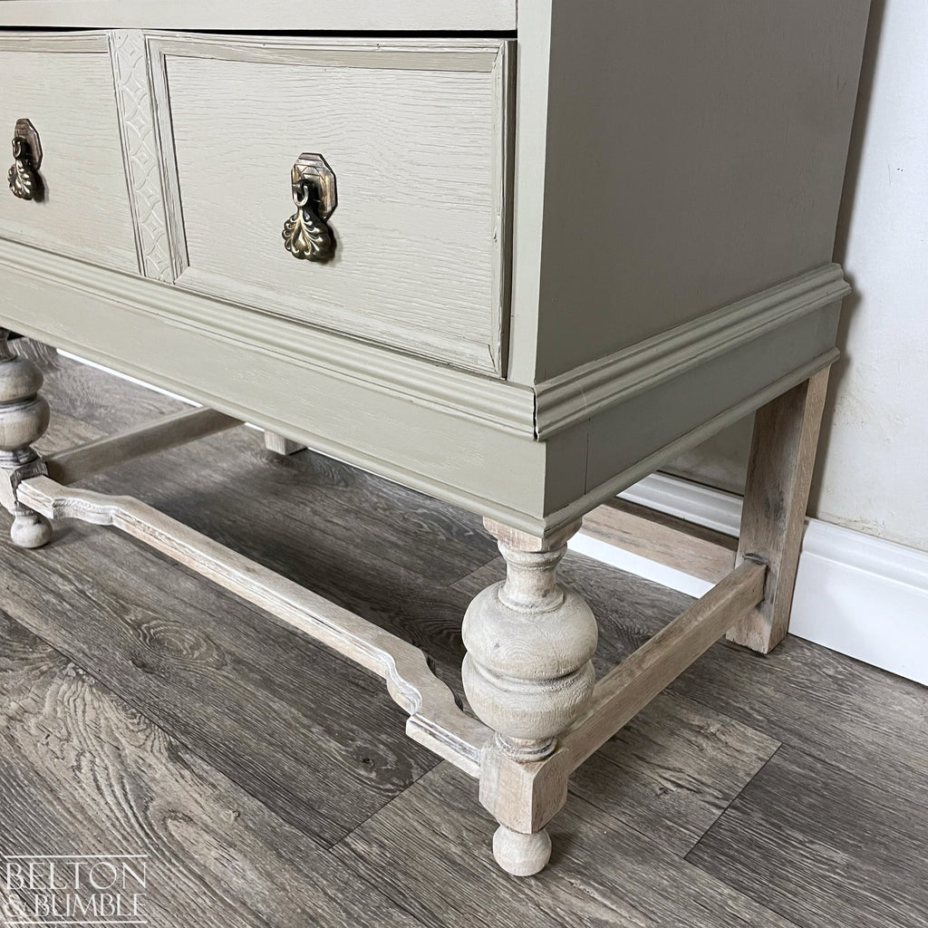 Oak Writing Desk Bureau in Green Grey-Bureau-Belton & Bumble