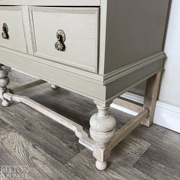 Oak Writing Desk Bureau in Green Grey-Bureau-Belton & Butler