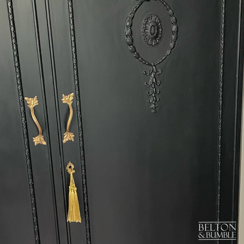 Vintage Double Door Armoire Wardrobe in Black-Wardrobe-Belton & Bumble