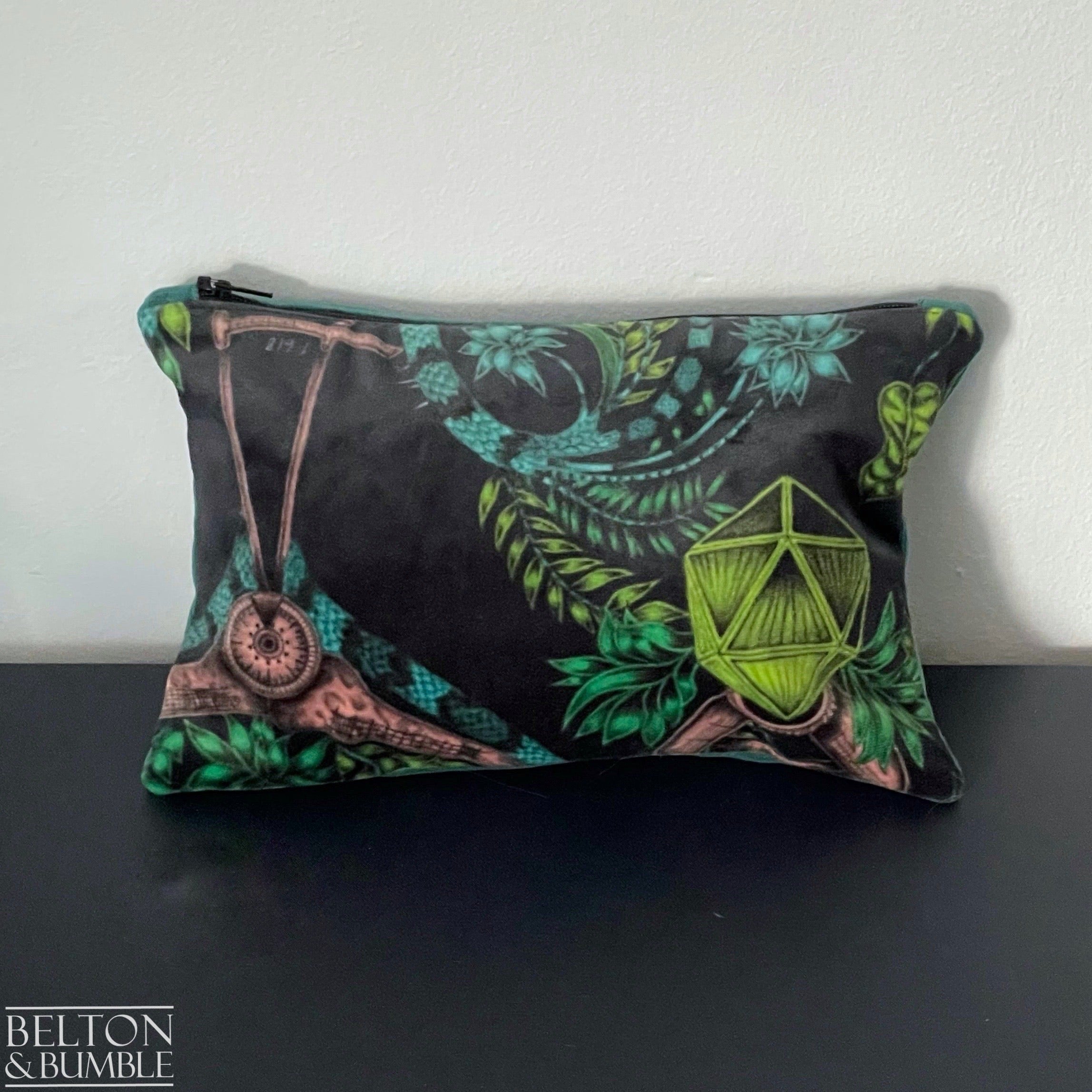 Handmade Make Up / Travel Toiletries Bag in “Silverback” Velvet Fabric by Emma Shipley-Belton & Bumble