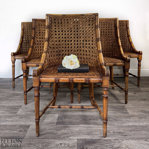 Set of 6 Vintage Bamboo & Cane Dining Chairs-Belton & Butler