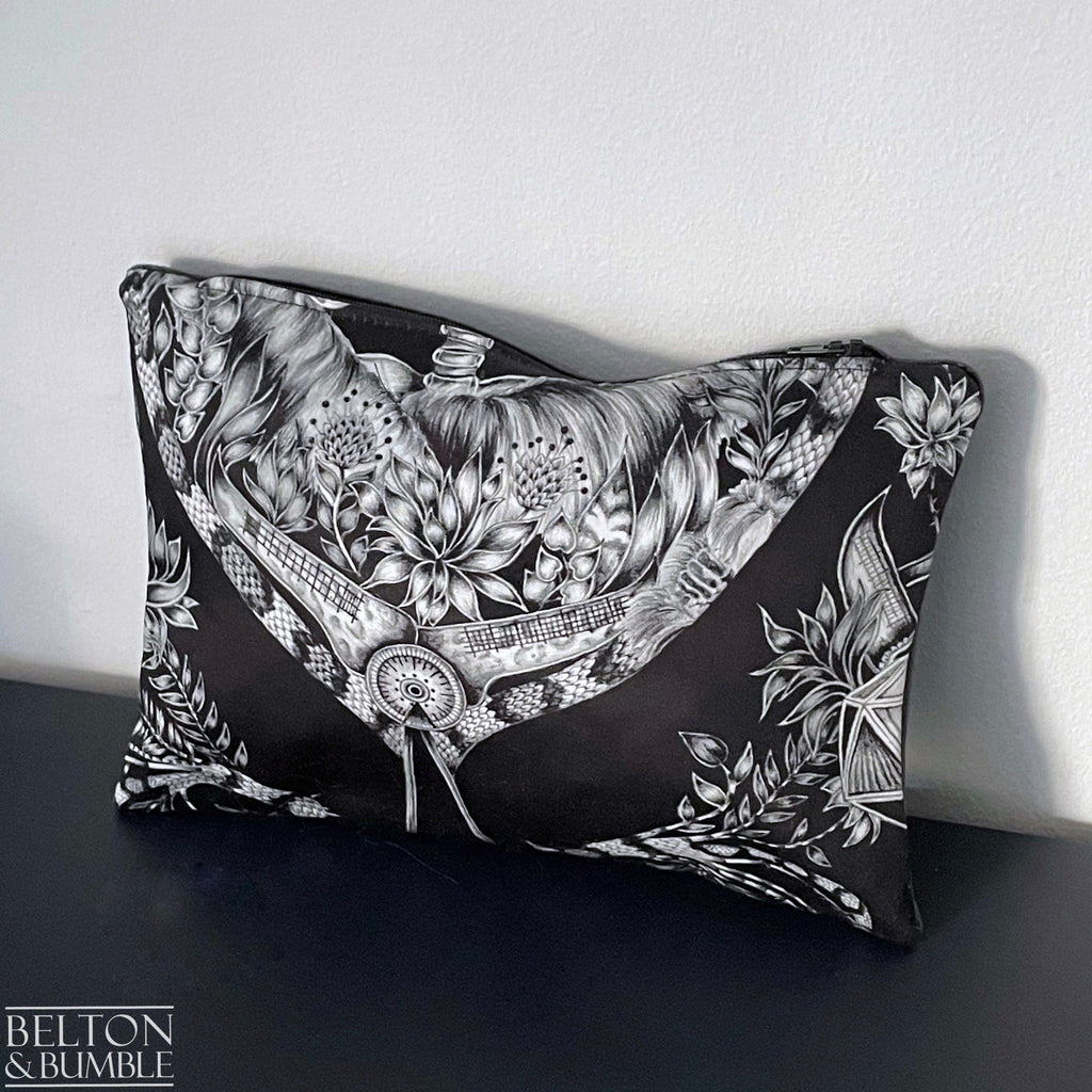 Handmade Make Up / Travel Toiletries Bag in “Silverback” Fabric by Emma Shipley-Belton & Bumble