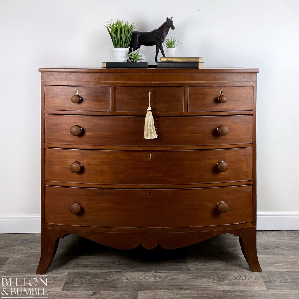 Victorian Bow Fronted Five Drawer Chest of Drawers-Belton & Bumble