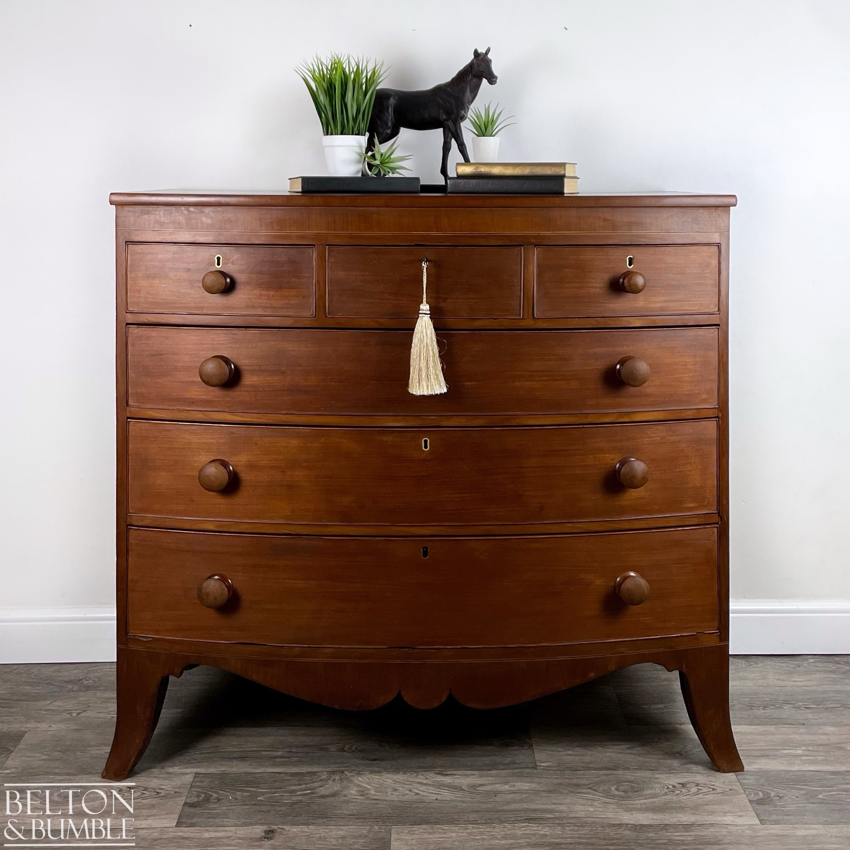 Victorian Bow Fronted Five Drawer Chest of Drawers-Belton & Bumble