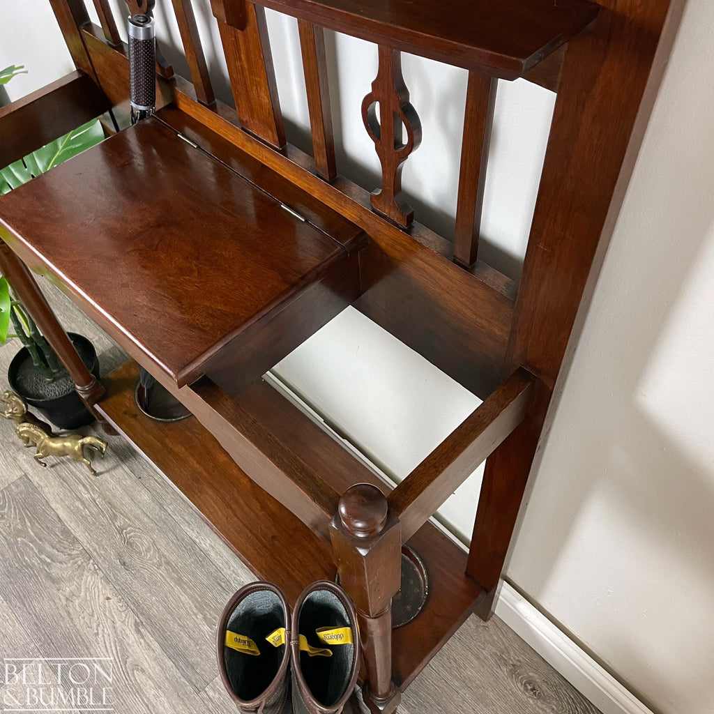Art Nouveau Hallway Stand with Mirror, Coat Hooks, Umbrella Holders, and Lift Lid Storage-Belton & Bumble