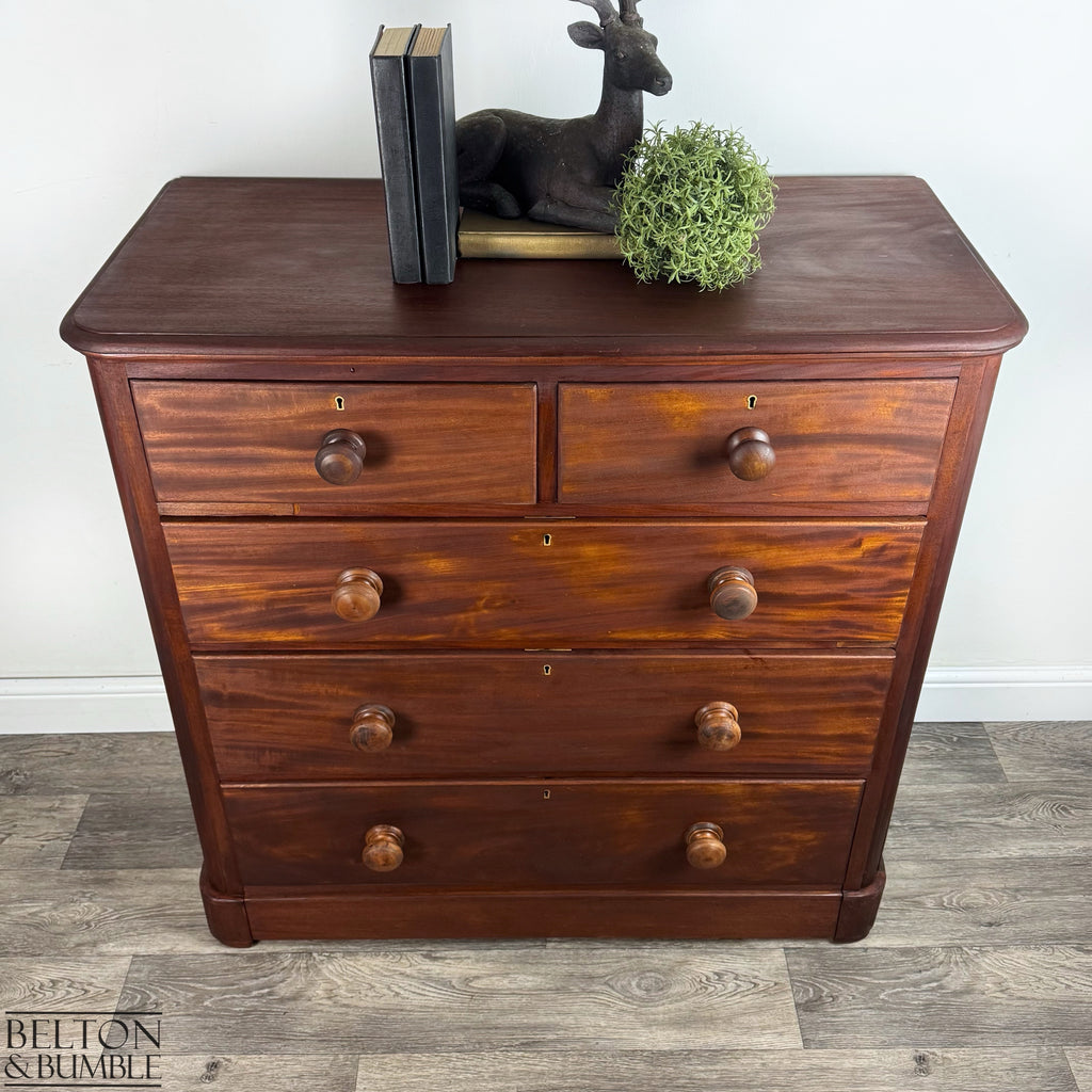 Victorian Mahogany Five Drawer Chest of Drawers-Belton & Bumble