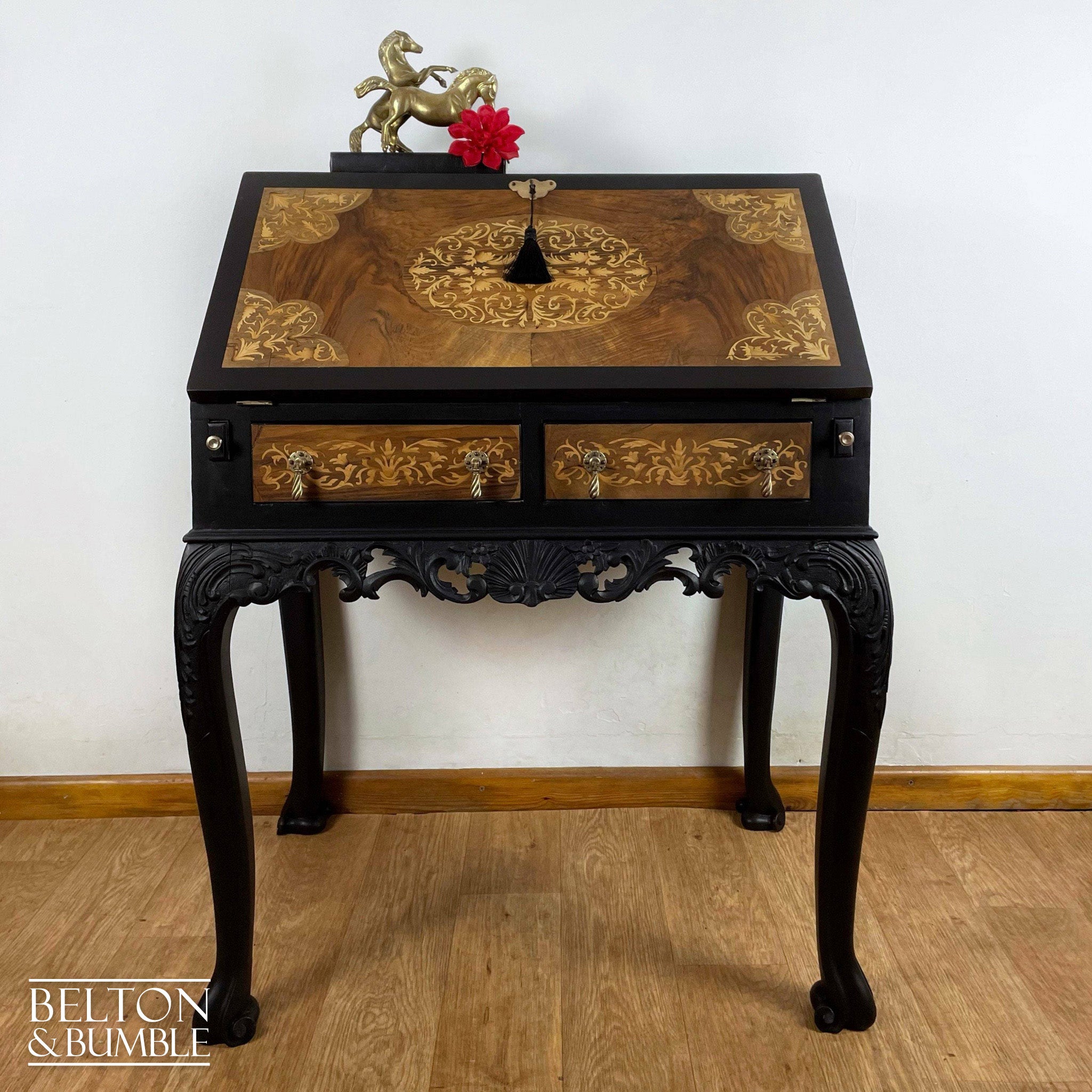 19th Century Rosewood Ladies Writing Desk Bureau in Black-Belton & Bumble