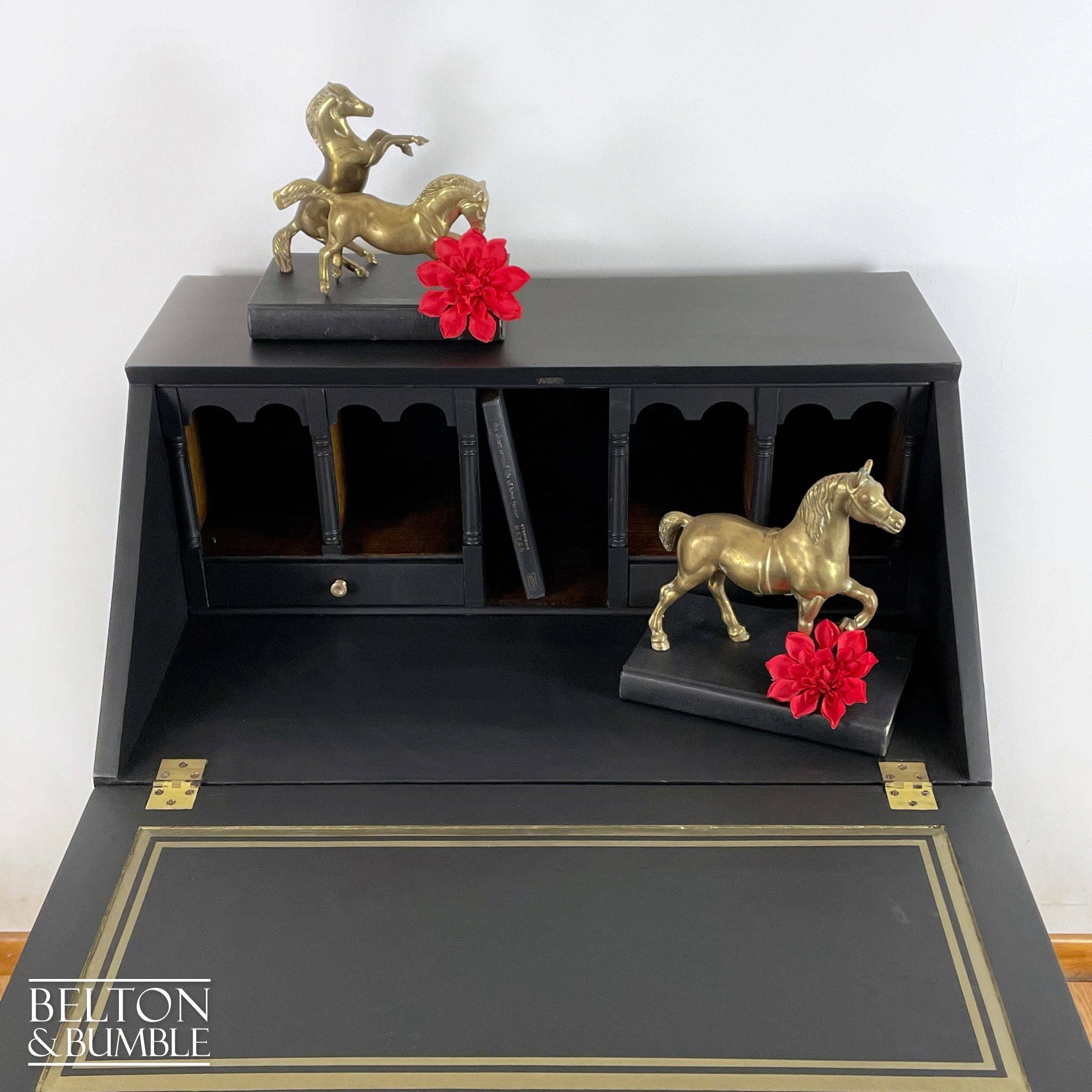 19th Century Rosewood Ladies Writing Desk Bureau in Black-Belton & Bumble