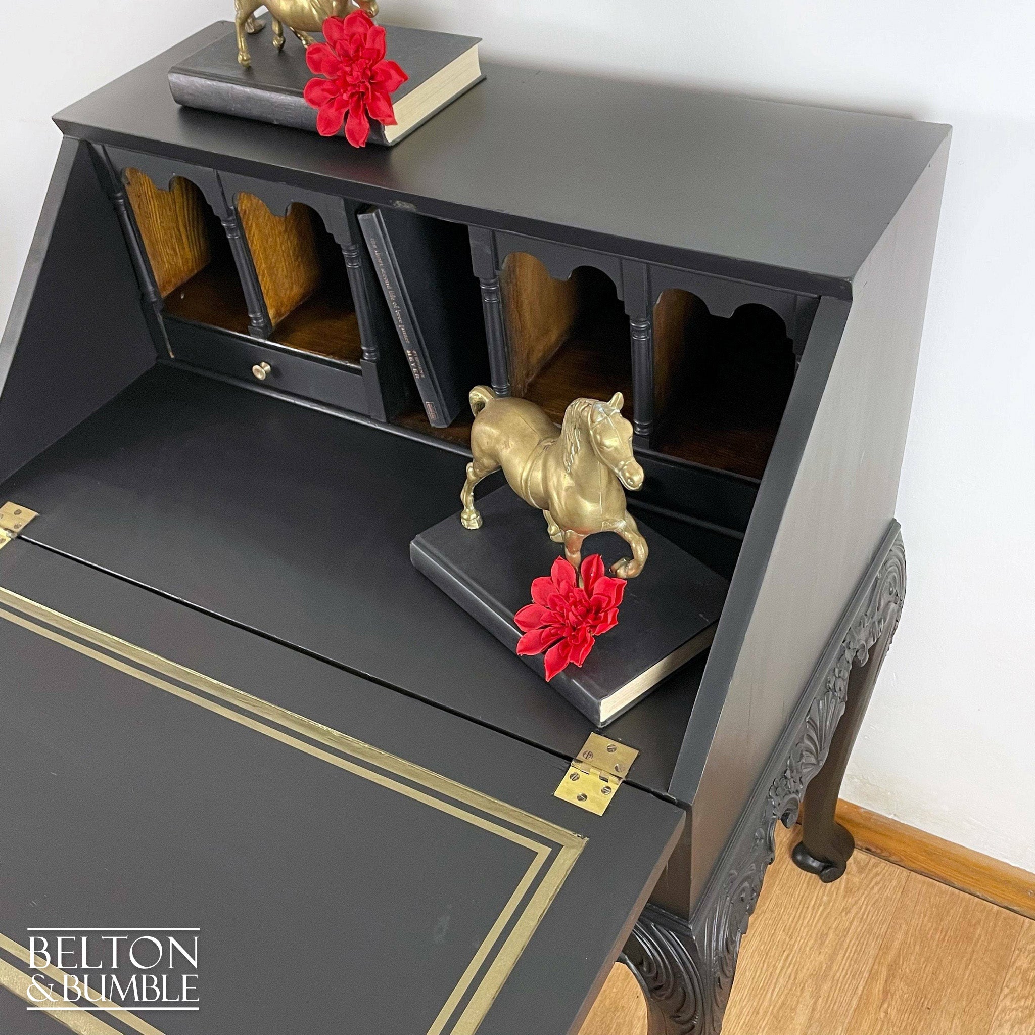19th Century Rosewood Ladies Writing Desk Bureau in Black-Belton & Bumble