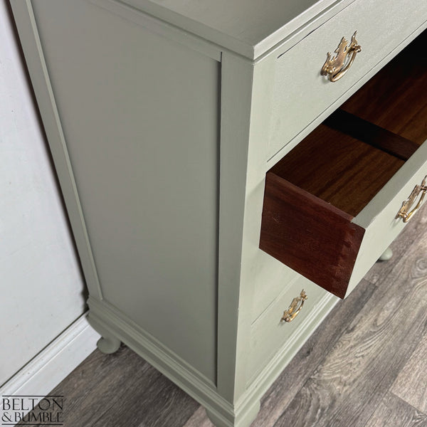 Four Drawer Mahogany Chest of Drawers in Light Sage Green
